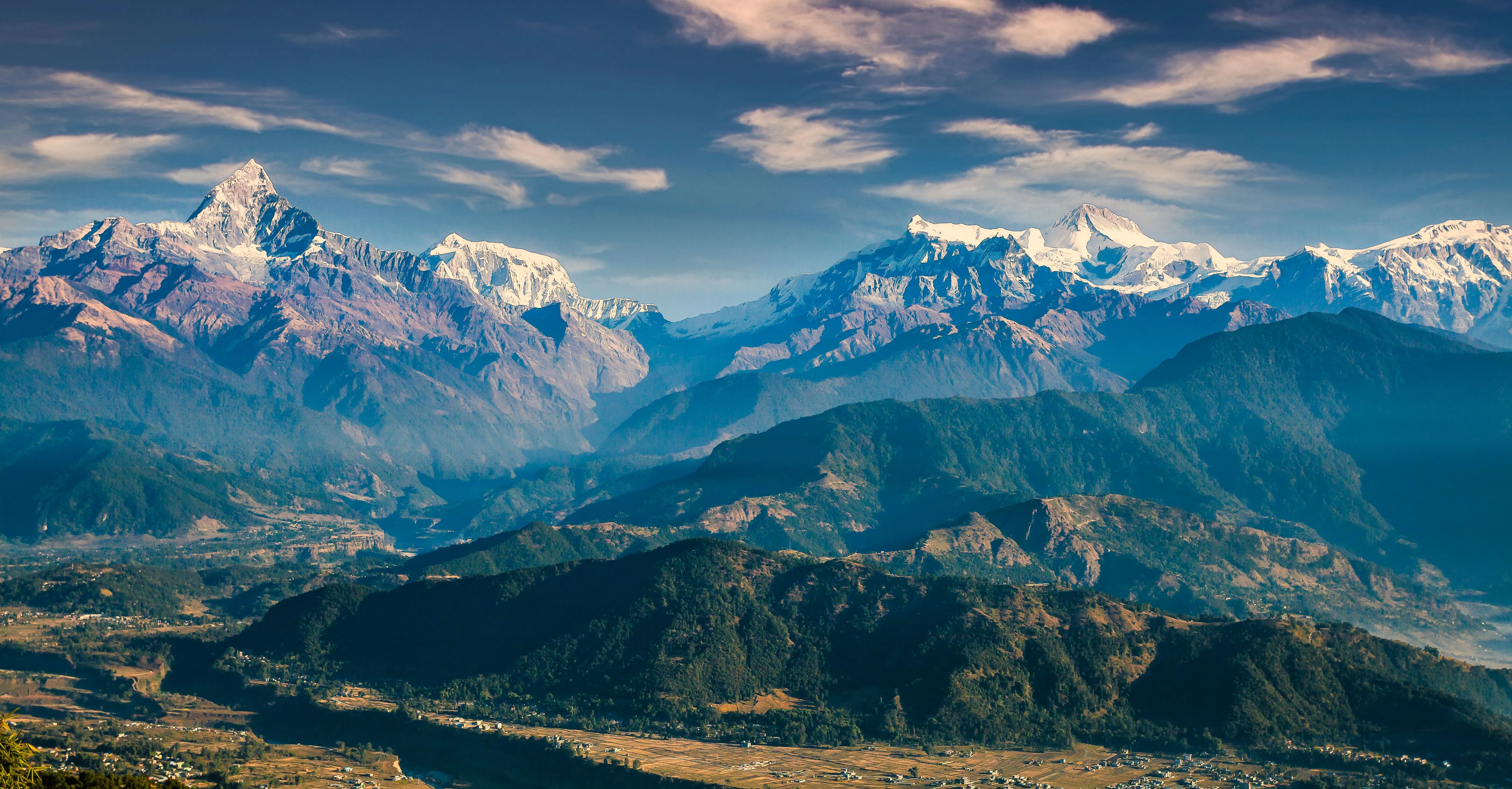 Himalayan village and mountain landscape